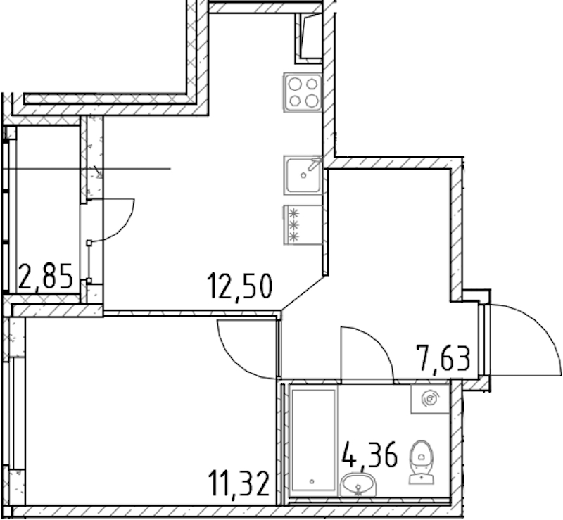 1-комнатная квартира 35.81 м², 14/18 эт., ЖК «Город Первых»